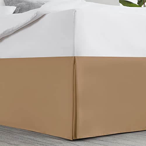Image of Nestl Light Brown Twin XL Bed Skirt - Twin XL Size Bed Skirt 14 Inch Drop - Brushed Microfiber Bed Skirts - Hotel Quality Pleated Bed Skirt - Shrinkage & Fade Resistant