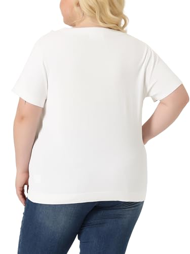 Image of Agnes Orinda Plus Size Women's Pullover Sweaters Soft Tops, Short Sleeves