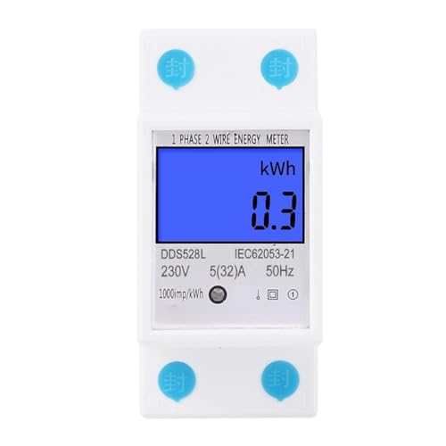 Energy Meter Din Rail DDS528L Backlit Display Single Phase Energy Meter 5-32A 230V 50Hz Digital Electronic Multi-Function Meter(110V 60Hz)