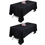 Kesfey 2 Packs Black Table Cloths 60x102inch(152x260cm) Rectangle Polyester Tablecloths Washable Table Cloth for 6 FT Tables Wrinkle Free Tablecloth for Party Wedding Banquet Dining Reception
