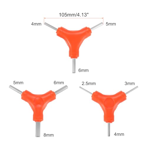 HARFINGTON 3pcs Y-Shaped 3 Way Bike Hex Wrench Set 2.5/3/4mm 4/5/6mm 5/6/8mm Y-Type Inner Hex Wrench All-In-One Multi Portable Biking Torque Spanner for Bicycle Cycling Repair Tool, Yellow