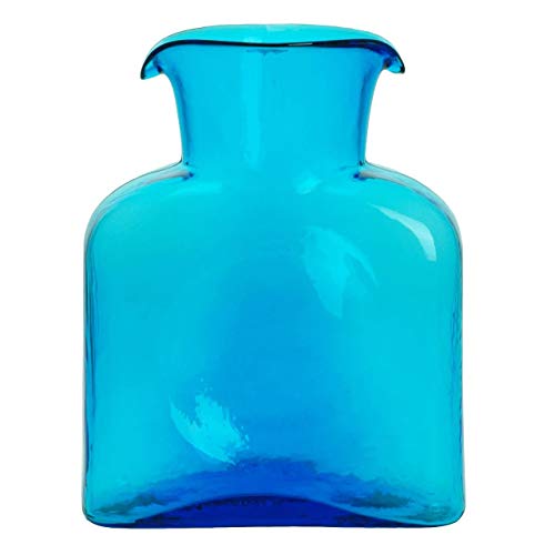 BLENKO Glass Co. 384 Water Bottle in Turquoise - Hand Blown Glass Water Pitcher/Carafe/Vase - Unique Handcrafted Kitchen Decor, 36 oz.