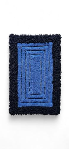 Image of My Home Cotton Door Bath Mat Super Soft Non Slip Mats for Bathroom, Door,Large, Pack of 2 (Blue chennile)