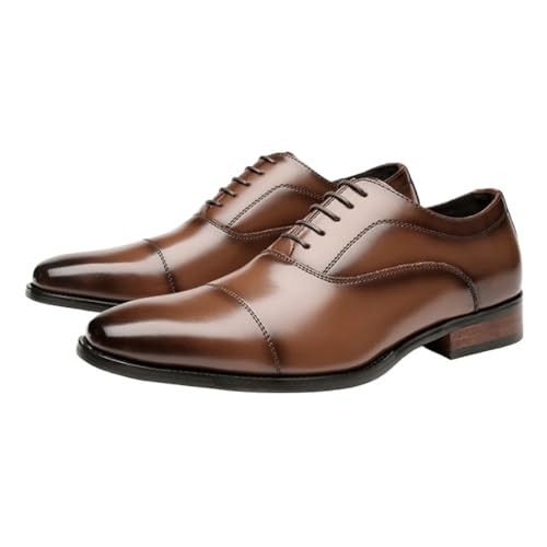 Mens Dress Oxford Faux Leather Pointed Toe Casual Non Slip Rubber Sole Slip Resistant Anti-Slip Shoe Casual Lace Up2