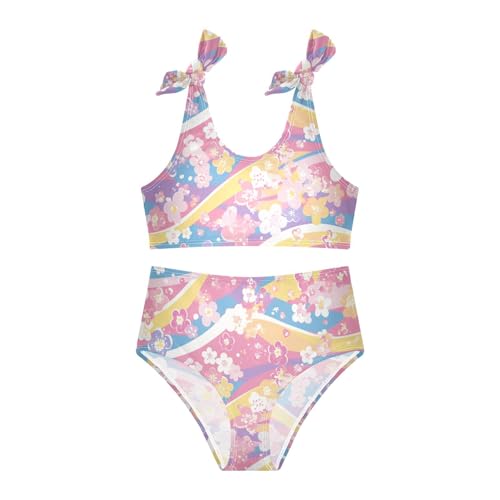 KLL Little Flowers Doodle Girls' Two Piece Bikini Sets Scoop Neck Bathing Suit Swimwear Adjustable Strap3