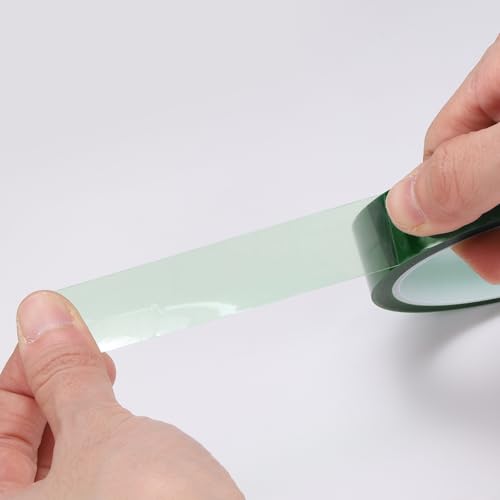 Image of HARFINGTON 2 Rolls High Temperature Masking Tape 4 /5 inch x108ft(20mmx33m) 0.05mm Thick PET Film Silicone Adhesive Heat Resistant Tapes for Heat Press Anodizing Circuit Board, Grass Green