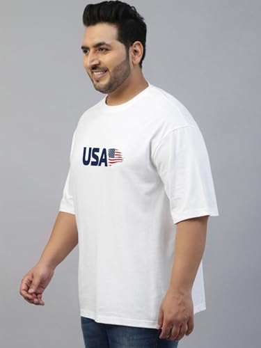 Image of Veirdo Men's Cotton Half Sleeve Plus Size Printed T-Shirts with NY & USA Designs, Stylish Comfortable & Durable Tees, Available in 2XL to 5XL Sizes