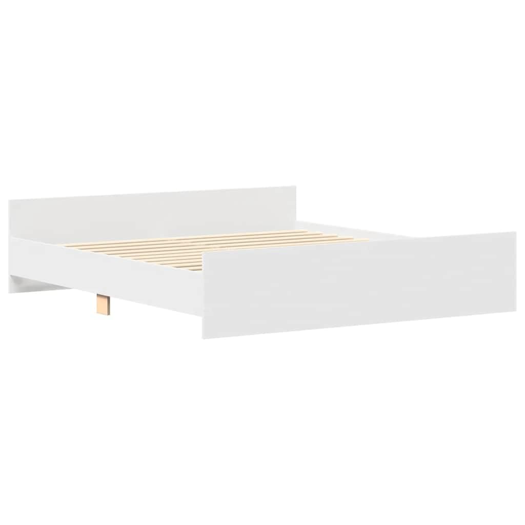 vidaXL Bed Frame with Headboard with Footboard, Bed Base for Double Bed, Mattress Foundation for Bedroom, Bedstead, White 180x200 cm Super King — image 1