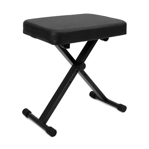QWORK® Sgabello regolabile per pianoforte/tastiera/chitarra, Sgabello pieghevole con imbottitura 6 cm, Regolabile in altezza 40-50 cm