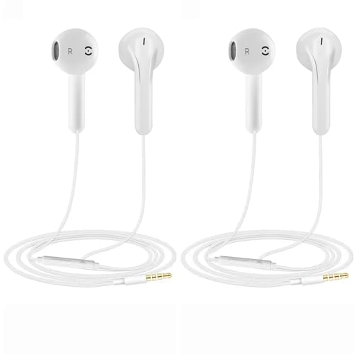 2 Pack Earphones,In Ear Headphones,In Ear Wired Earbuds Noise lsolating Headset With Microphone,Compatible With Phone,Pad,Samsung,MP3,Players,Smartphones,Laptops