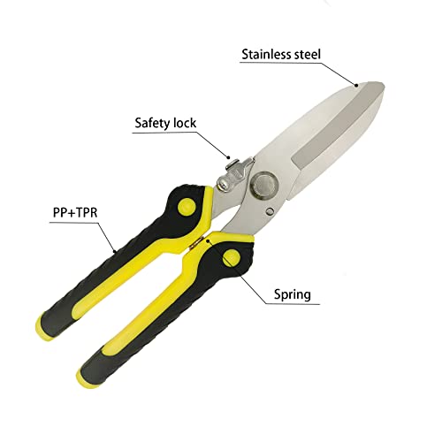 image for TOOLMAK Aviation Tin Snips 9 Inch Heavy Duty Metal Cutter, Straight Sh