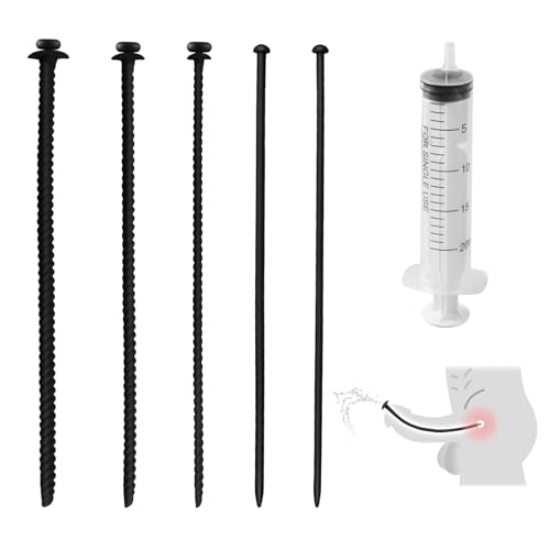 5-Piece Urethra Sound Penis Plug Toy Dual-Shaped Design Sex Toy Catheter & Probe -Male Silicone Dilators Catheters & Sounds Set Penis Plug Urethral Training Waterproof Soft Silicone Construction