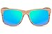 Produktbild Cheapass Sonnenbrille Holz-Optik Hell-Braun Grün-Blau Verspiegelt UV-400 Recht-Eckig Plastik Damen Herren