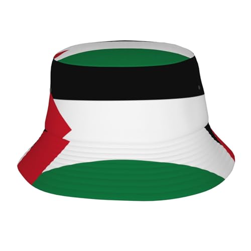 Flag of The State of Palestine Unisex Adult Sunshade Bucket hat, Summer Beach Sun hatï¼ŒLight and Breathable Foldable Black