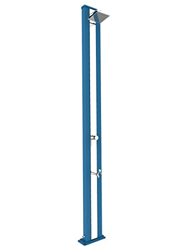 Arkima - Ducha De Baño Y Piscina Spring S Azul Y Acero Inoxidable Con Lavapiés