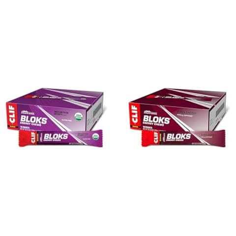 CLIF BLOKS Mountain Berry & Black Cherry Flavor Energy Chews - Non-GMO - Plant Based - 2.12 oz. (18 Count) Per Pack Cover