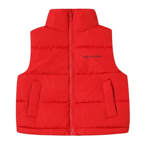 Boys Girls Puffer Vest Sleeveless Stand Collar Zip up Cotton Padded Lightweight Winter Warm Kids Outwear Coats2