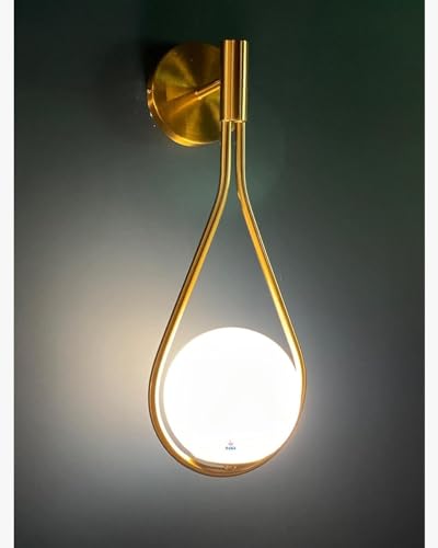 Image of WOKE Light Frosted Glass Globe Shade Contemporary Wall Mounted Light Fixture for Home Decor Bathroom Bedroom Hallway Living Room (Golden) (Bulb not Included) 78942