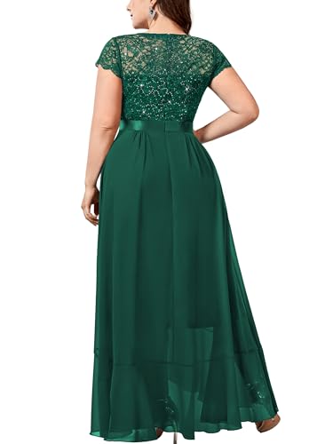 Miusol Women's Plus Size Sequin Floral Lace Elegant Ruffle Formal Evening Party Maxi Dress2