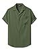 JMIERR Mens Linen Shirts Casual Short Sleeve Button Down Shirts Wrinkle Free Vacation Beach Summer Tops, L, Light Green
