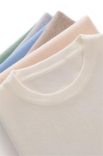 Men's Wool Pullover Sweater Round Neck Short Sleeved Knitted Sweater Soft Top2