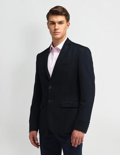 Image of Arrow Solid Pattern Blazer for Men - Plain Weave, Six Pockets & Double Button Closure Single Breasted Mens Blazer