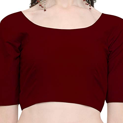 Image of Janasya Women's Plain Pure Cotton Stitched Blouse