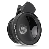 携帯電話用広角レンズ 簡単装着 スマホレンズ 高精細レンズ 汎用バックル設計 花見用 旅行用 0.45 X超広角レンズと12.5 Xマクロレンズ ほとんどのスマートフォン/タブレットPCなどに対応 (黒)