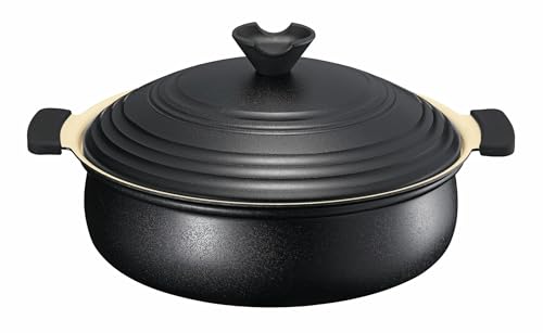 カクセー(Kakusee) 卓上鍋 28cm 4-5人用 両手鍋 ガスコンロ HI対応 焼付塗装 セラミックコーティング 焦げつきにくい たっぷり入る 軽量 和モダンデザイン 軽楽御膳(かるらごぜん) KG-06 ブラック