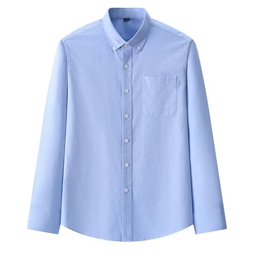 Mens Long Sleeve Cotton Oxford Formal Shirt Casual Regular-Fit Dress Shirts Social Business Blouse3