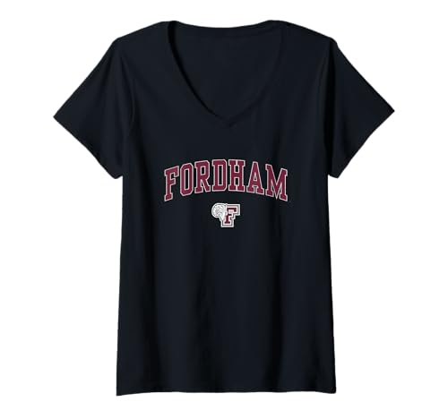 Womens Fordham Rams Arch Over Logo Officially Licensed V-Neck T-Shirt
