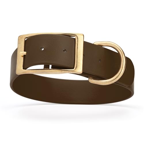 Image of Viper Biothane Heavy Duty Waterproof Dog Collar Strong Coated Nylon Webbing w /Solid Brass Hardware Odor-Proof Easy to Clean High Performance Fits Small Medium or Large Dogs, Dark Chocolate Brown