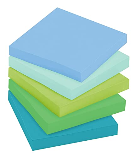 Image of Post-it Recycled Super Sticky Notes, 3 x 3-Inches, Tropic Breeze Collection, 12-Pads /Pack