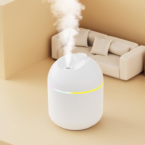 Image of 200ml Portable Small Humidifier, USB Personal Desktop Mini Humidifier for Car, Plants, Office Room, Bedroom, Auto Shut-Off, 2 Mist Modes, Super Quiet