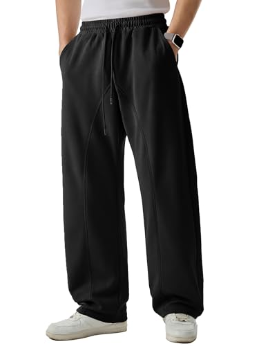 JMIERR Men's Baggy Sweatpants Wide Leg Straight Elastic Waist Drawstring