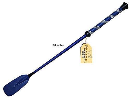 Jump Bat 18 Inch Riding Crop Horse And Rhinestone Decorated Handle (Blue) #TOP2