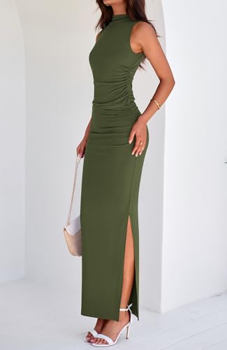 BTFBM Summer Two Piece Skirt Set for Women 2025 Dressy Lightweight Sleeveless Knit Top Going Out Split Maxi Skirt Set