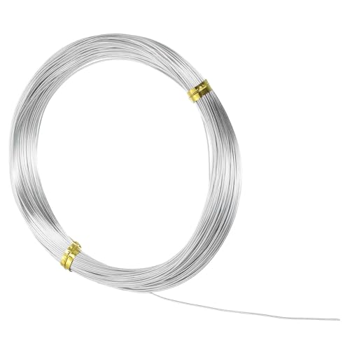 Alambre de aluminio de 0.6 mm y 100 pies para bisutería y manualidades en tono plateado
