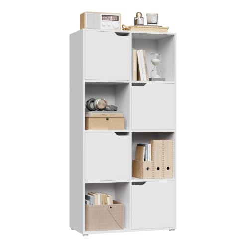 WOLTU Bücherregal, Raumteiler Regal mit 4 Türen 8 Fächern, 60 x 120 x 30 cm