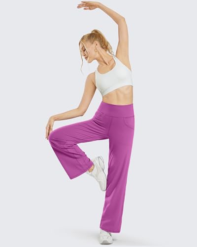 Image of Promover Wide Leg Pants Woman Yoga Pants with Pockets Stretch Loose Casual Lounge Sweatpants Petite /Regular /Tall