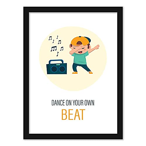 Vasl Studio Multicolored Wall Painting for Dance lovers I Quirky Artwork Suitable for Zumba Classes I Perfect For Kaleidoscopic Decor (11inch X 14 inch, Framed Synthetic Wood)