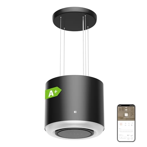 Ciarra CBCB4838 A+ Cappa a isola a sospensione 48cm 550m³/h con app Smart Wi-Fi 4 livelli Booster...