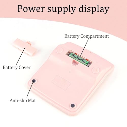 Image of 12-Digit Dual Power Desktop Calculator with Large LCD Display, Big Easy Press Buttons, Solar & Battery Operated, Portable Office & School Basic Calculator for Kids and Parents (Pink)