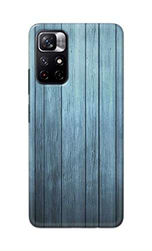 Image of Printed Hard Back Cover Case for Mi Redmi Note 11T 5G | Mi Redmi Note 11S 5G Back Cover (Wooden Blue) -702