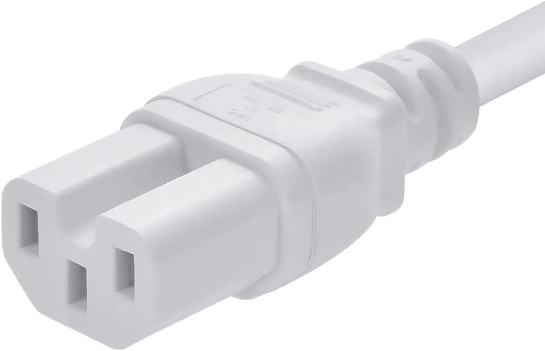 Monoprice Heavy Duty Power Cord - NEMA 5-15P to IEC 60320 C15, 14AWG, 15A/1875W, 125V, SJT, 8ft, White