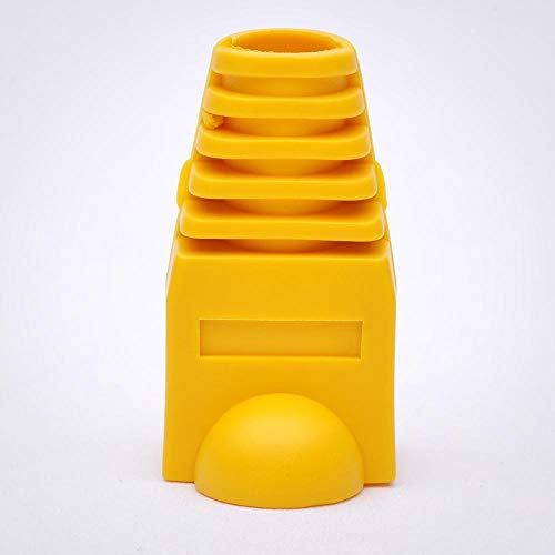 FireFold RJ45 Strain Relief Boot Covers- 100 Pack, Count Set for Cat5 Cat5e, and Cat6 Ethernet Connectors, Yellow