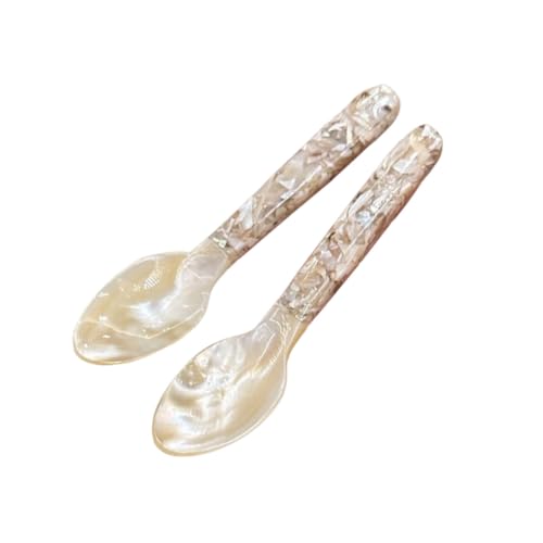 ThaiRoot 2 cucchiai da 16 cm, in madreperla, cucchiai classici per caviale, cucchiai fatti a mano, in madreperla, a conchiglia, cucchiaino da caffè, cucchiai da dessert per caviale, uova, sale, spezie