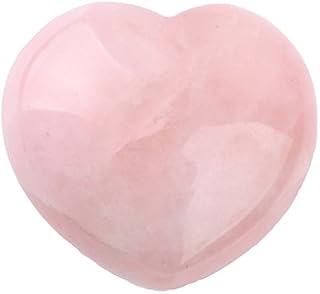 Shanxing Natural Rose Quartz Crystal Puff Love Heart Worry Healing Stone Palm Chakra Reiki 1.7"