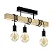Produktbild EGLO Deckenlampe Townshend, 3 flammige Vintage Deckenleuchte im Industrial Design, Retro Pendelleuchte aus Stahl und Holz, Farbe: Schwarz, braun, Fassung: E27