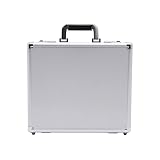YETINGSHOP Locking Briefcase - 15 x 13 x 4.3 Inch Combination Lock Hard Laptop Case w/Strap - Briefcases for Men and Women (Silver)